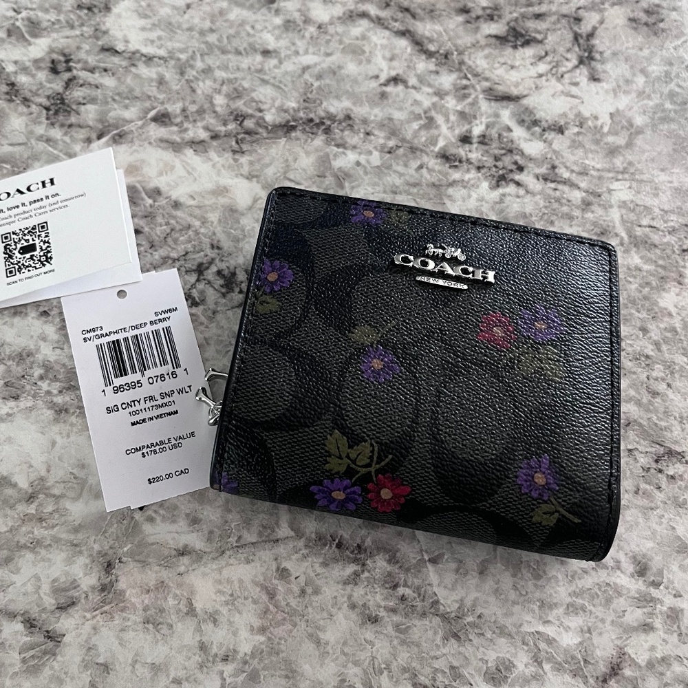 Coach Black Floral Wallet